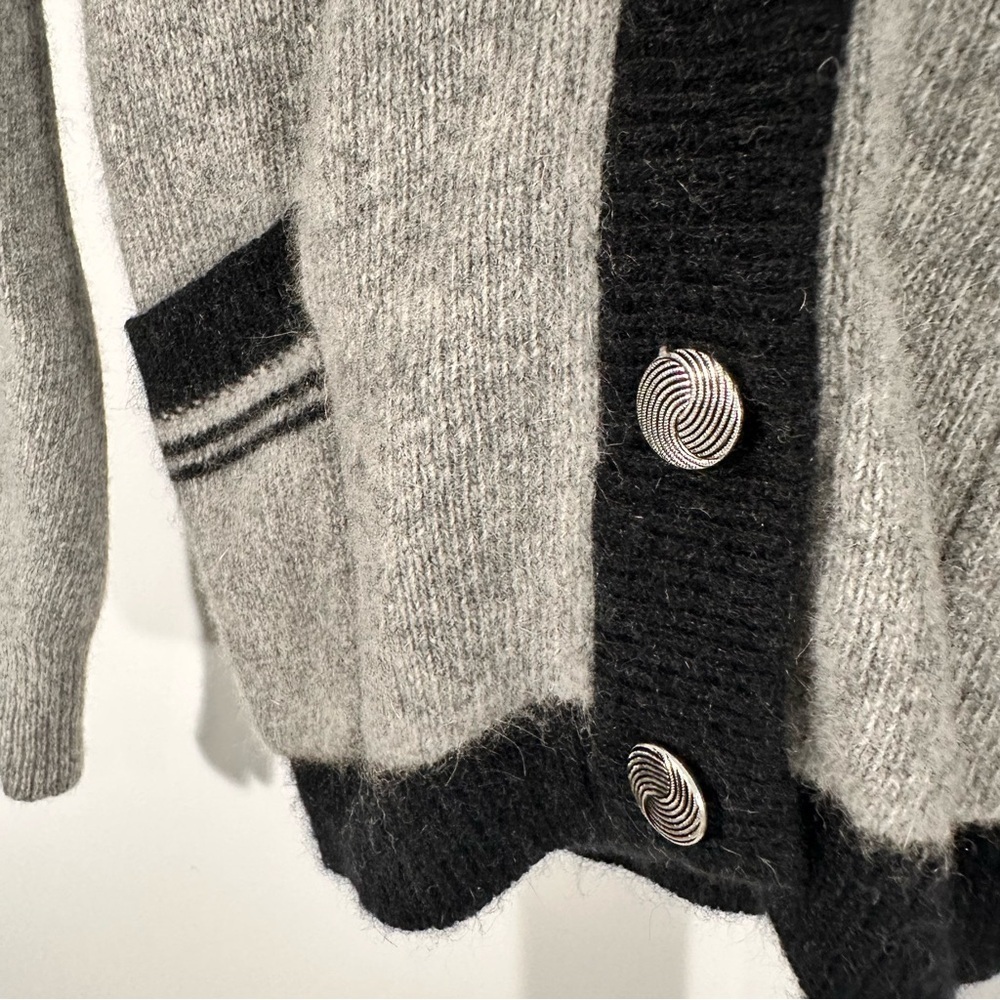 80’s angora Peter B’s General Store Vintage Gray Wool Cardigan Made in Hong Kong - Picture 5 of 6